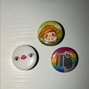 Set of 3 Cute Cartoon Pins